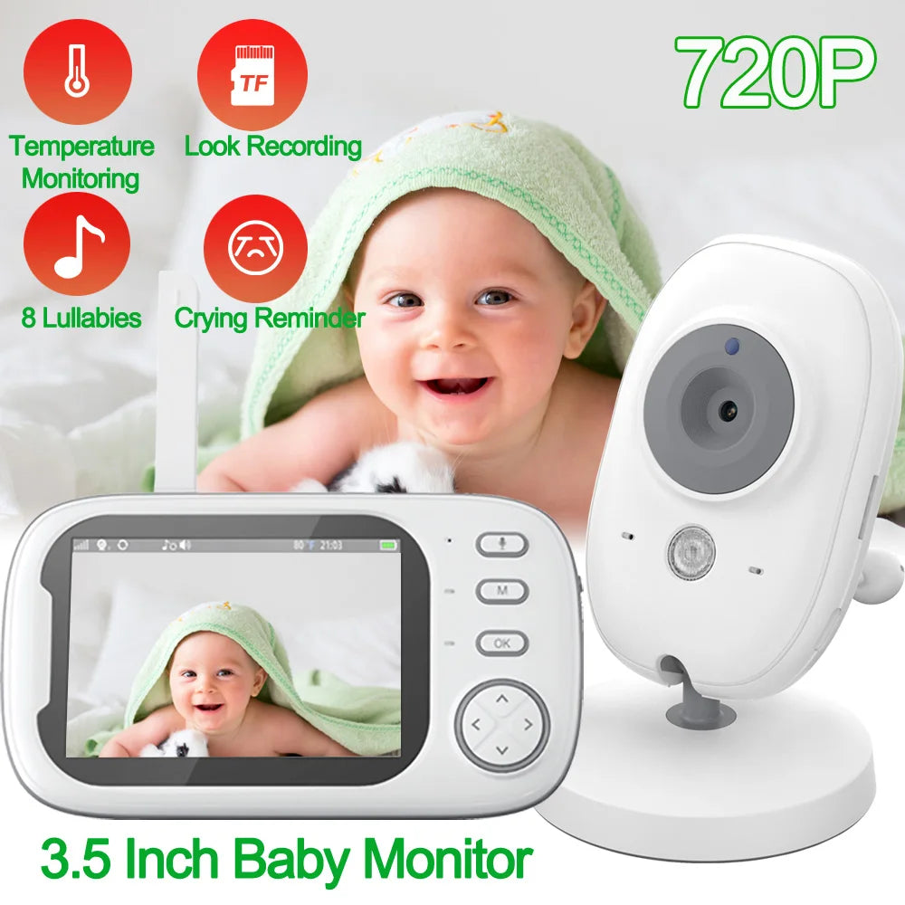 3.5-Inch Draadloze Video Baby Monitor – Nachtzicht & Tweeweg Audio