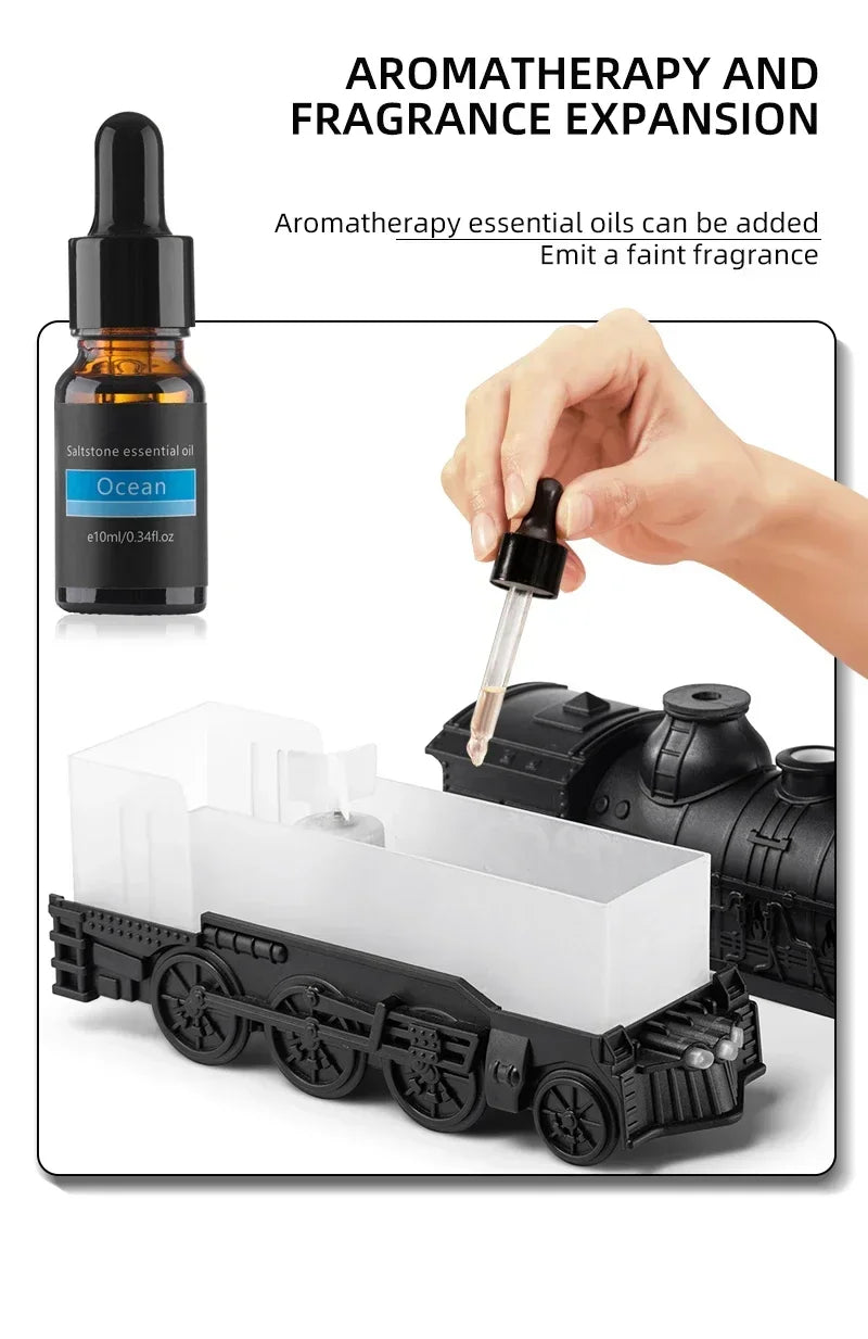 Mini treinvormige aromatherapie essentiële olie diffuser & ultrasone koele nevel luchtbevochtiger
