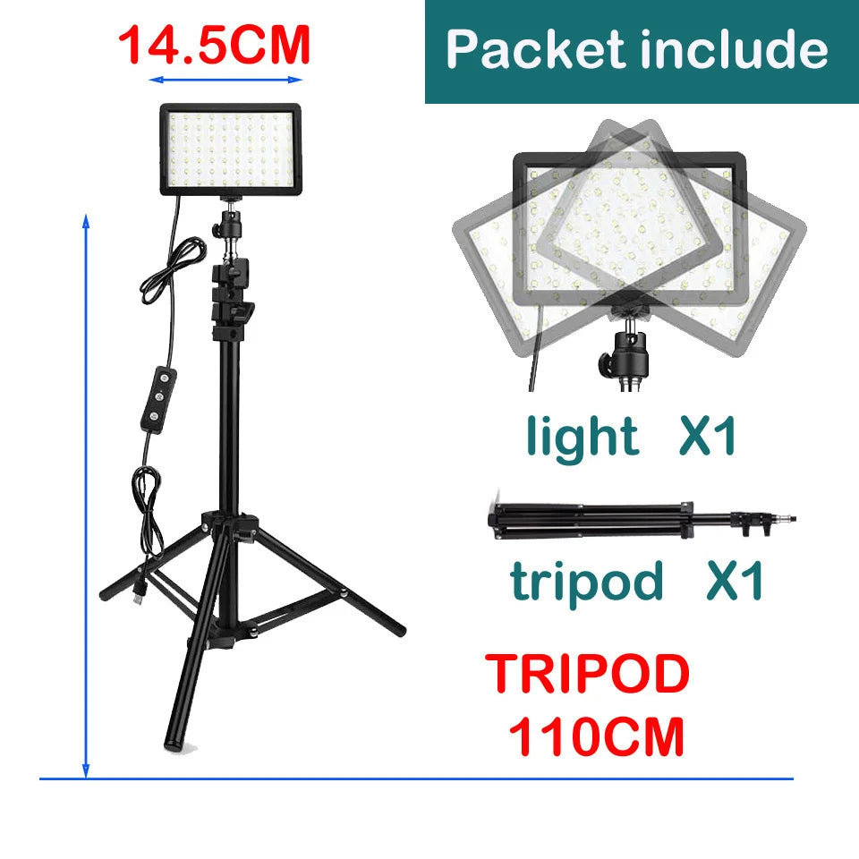LED videolicht camera fotografie set – met statief & RGB-filters