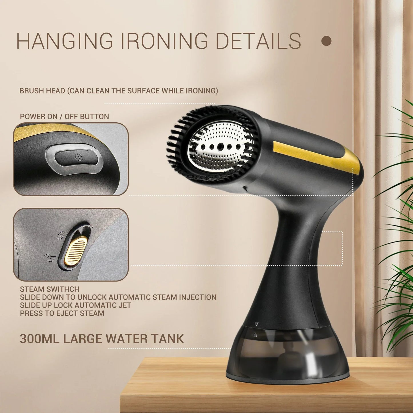1500W Handheld kledingstomer – snel opwarmende draagbare stoomstrijkijzer voor thuis en reizen