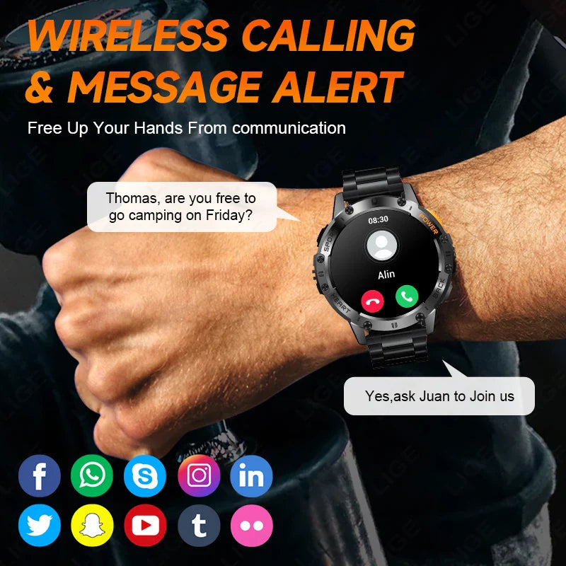 AMOLED slimme horloge – waterdichte fitness tracker met Bluetooth bellen