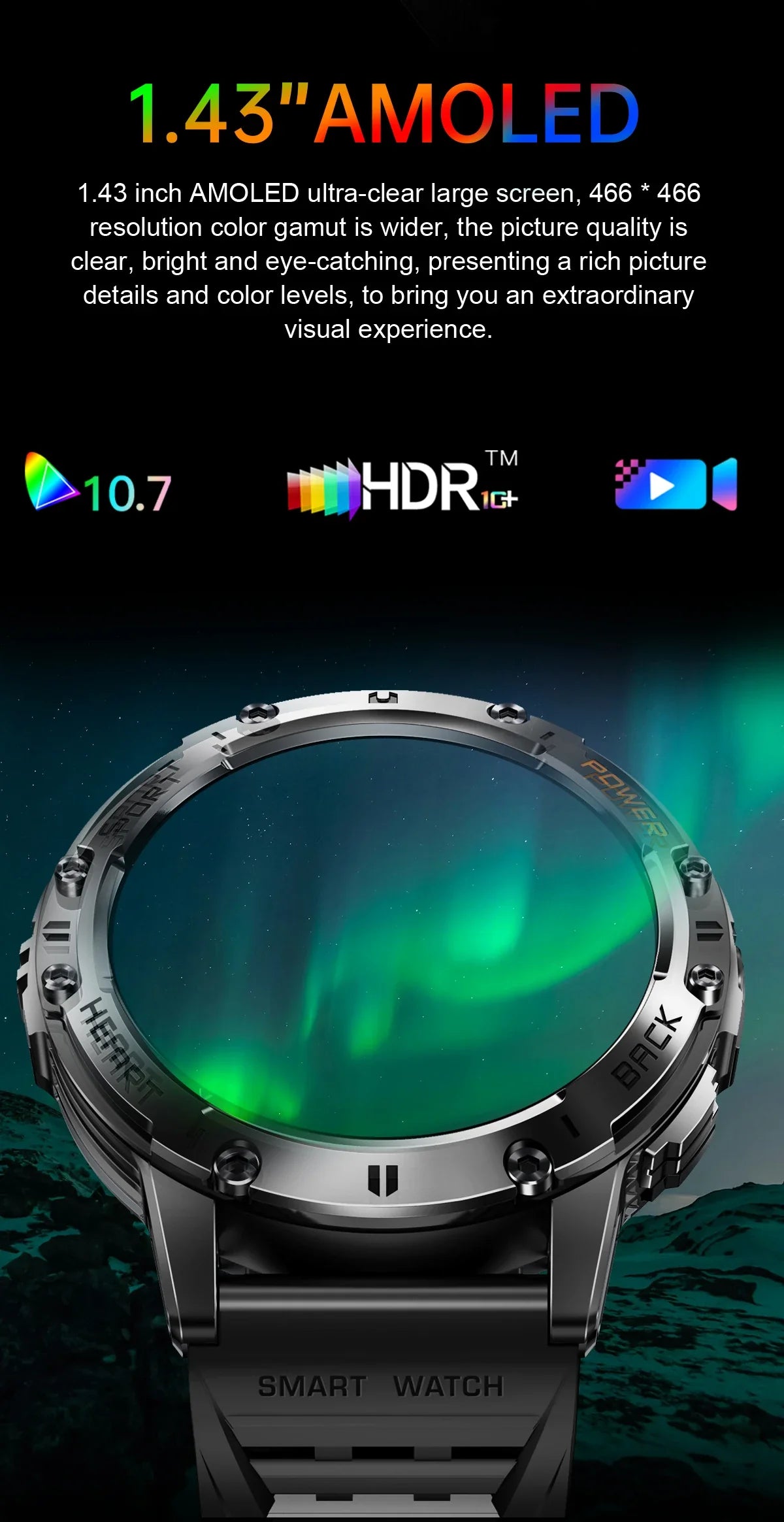 AMOLED slimme horloge – waterdichte fitness tracker met Bluetooth bellen