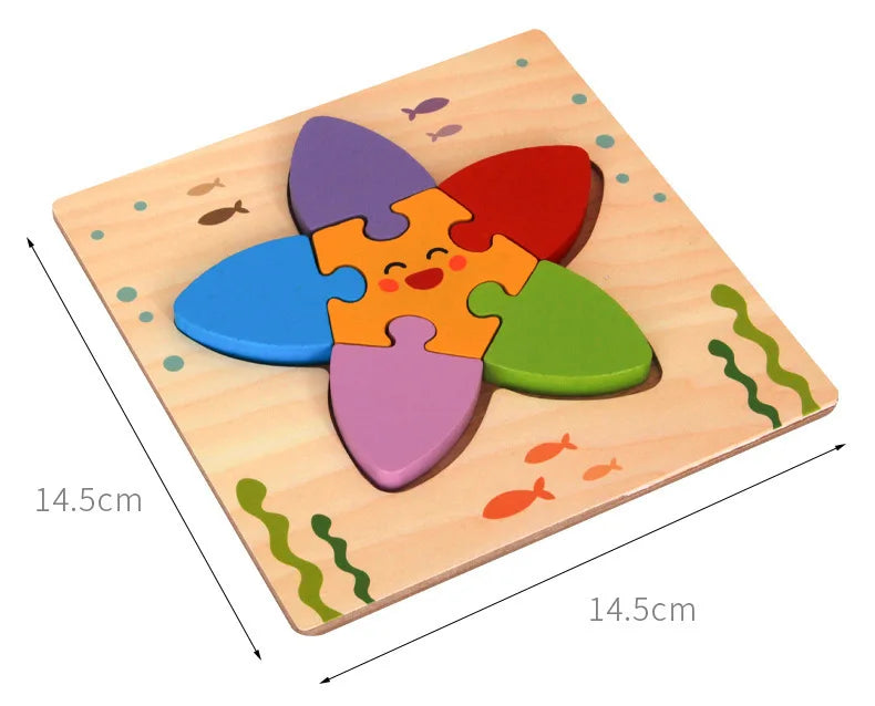 3D Houten Cartoon Dier & Verkeerspuzzel – Vroeg Leren Educatief Speelgoed