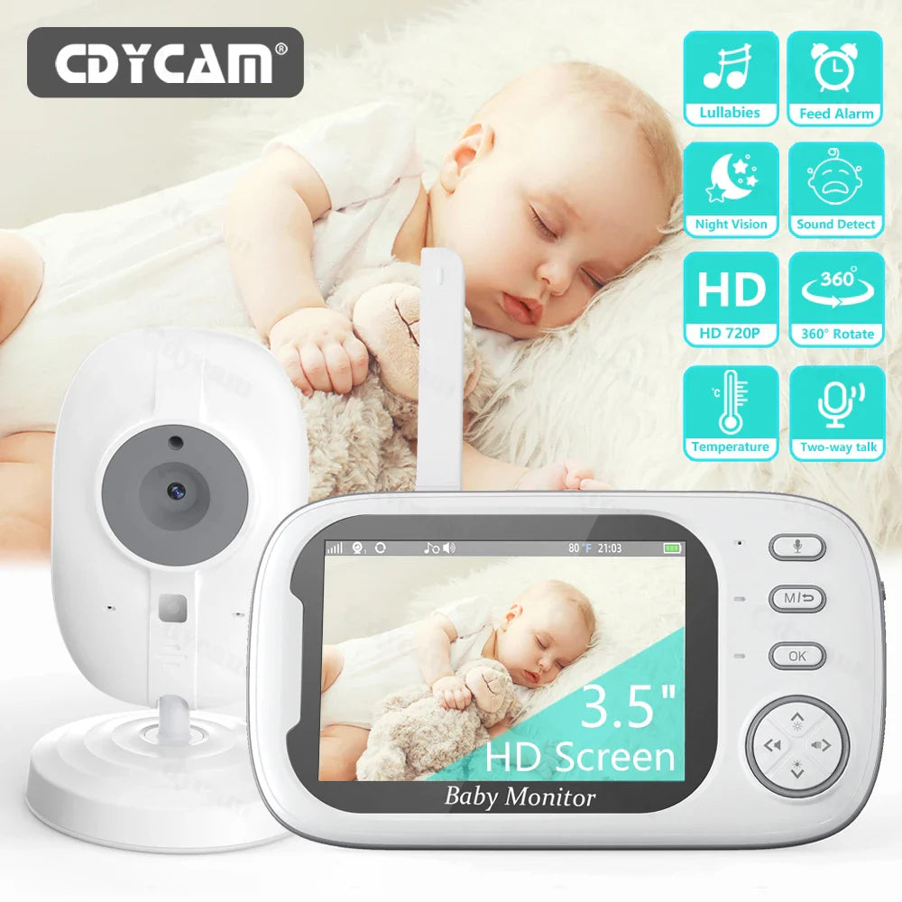 3.5-Inch Draadloze Video Baby Monitor – Nachtzicht & Tweeweg Audio