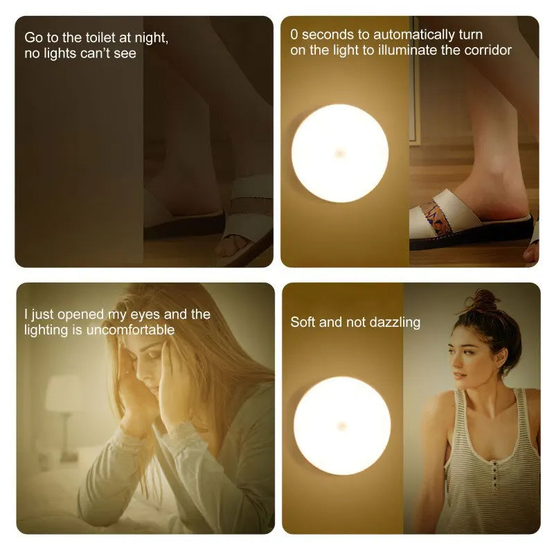 LED Slimme Menselijke Lichaamssensor Nachtlamp – Draadloos, USB Oplaadbaar, Bewegingsgeactiveerd
