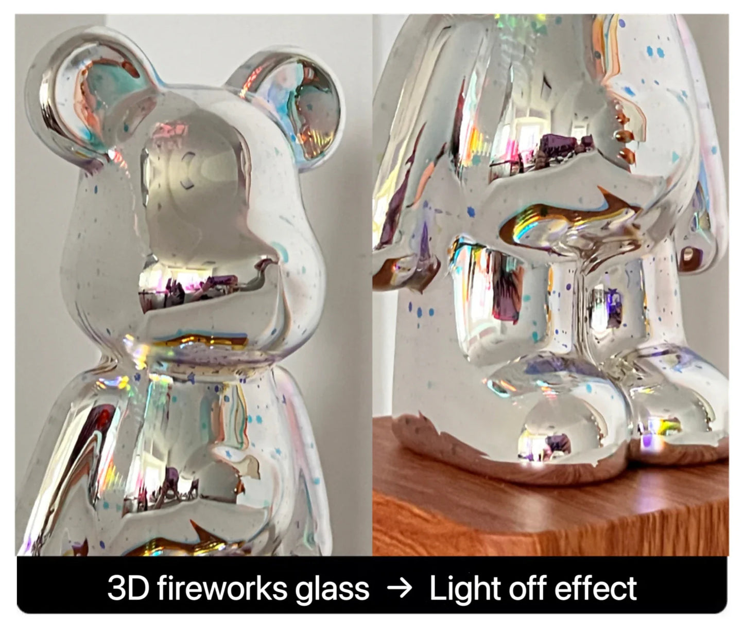 3D Vuurwerk Beer LED Nachtlamp – Kleurrijke Sfeerlamp