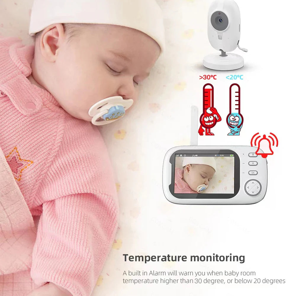 3.5-Inch Draadloze Video Baby Monitor – Nachtzicht & Tweeweg Audio