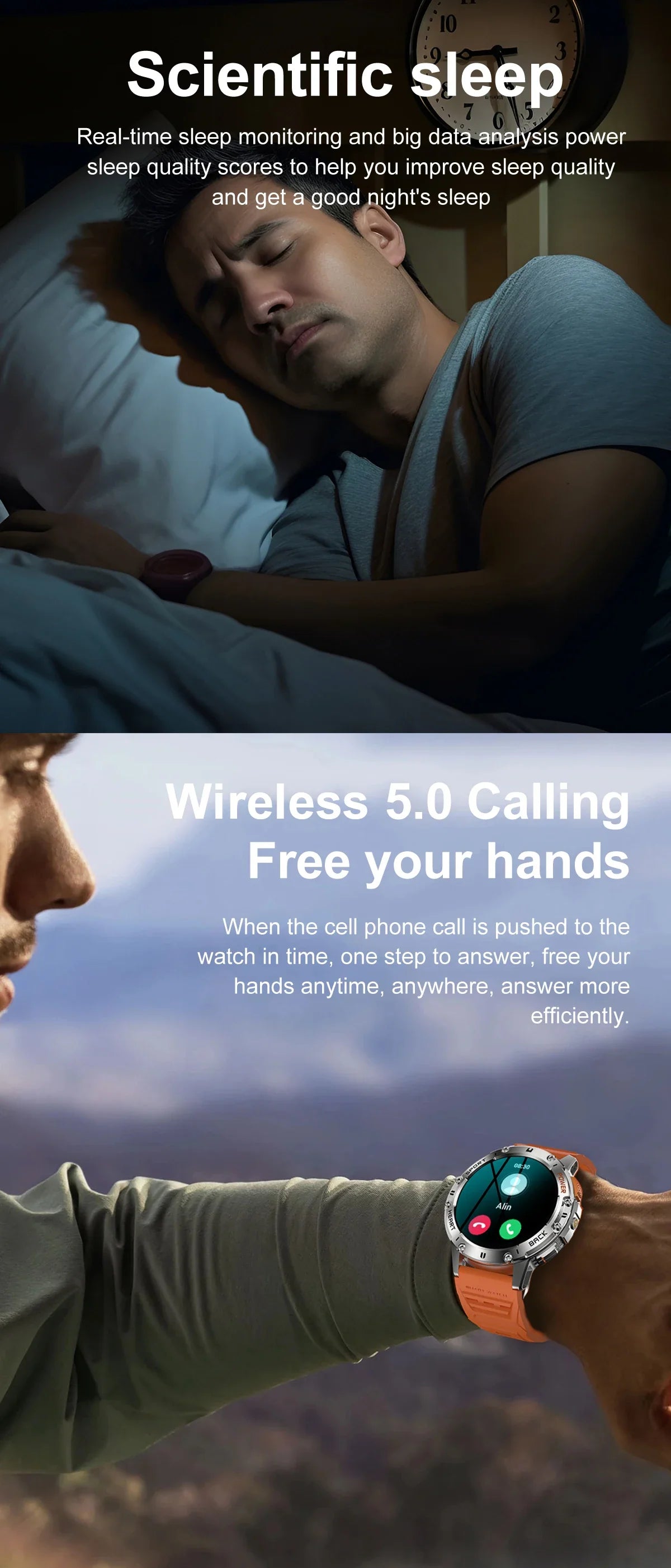 AMOLED slimme horloge – waterdichte fitness tracker met Bluetooth bellen