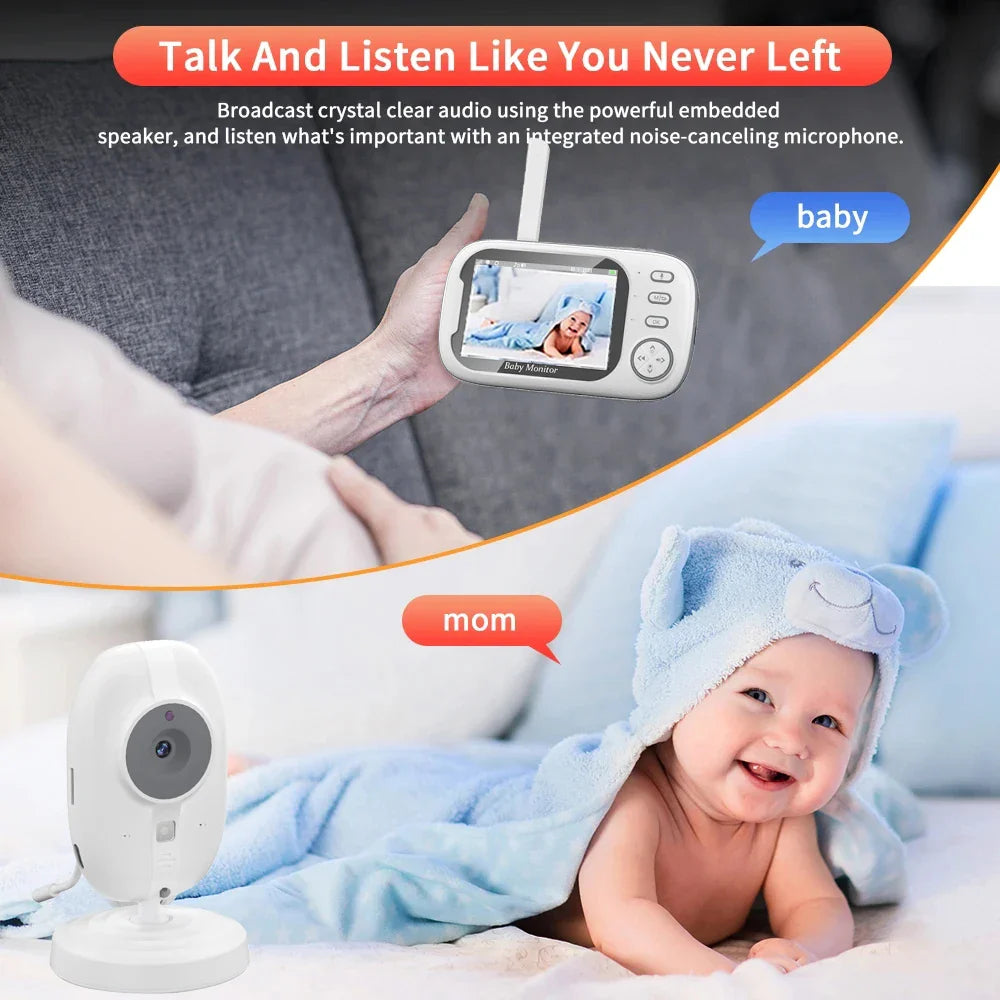 3.5-Inch Draadloze Video Baby Monitor – Nachtzicht & Tweeweg Audio