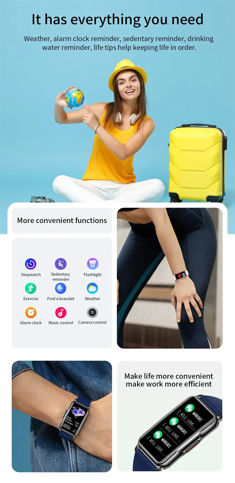 Smart Watch for Men & Women – Full Touch Fitness Tracker