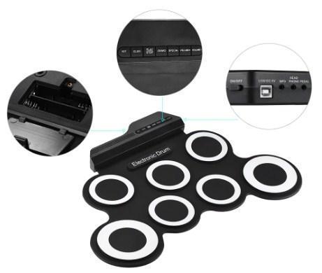 Draagbare oprolbare elektronische drum pad set