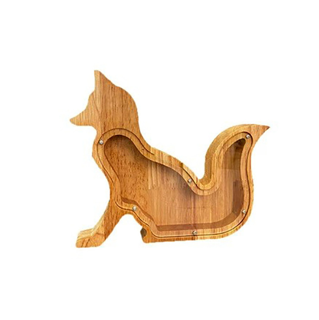 Houten spaarpot voor kinderen munten spaarvarken bureaublad ornament dier muntenopslag
