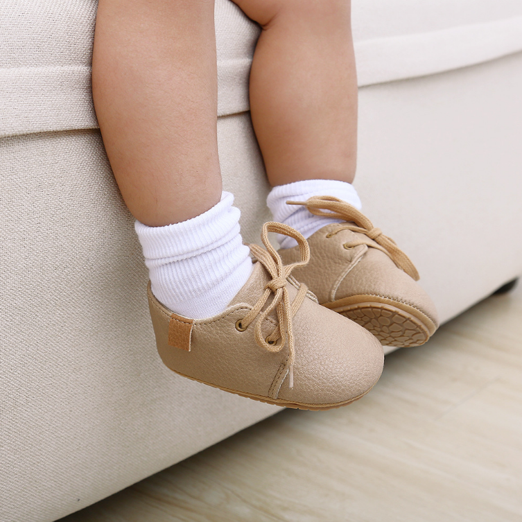 Baby-Erste-Laufschuhe Leder Retro-Stil Für Kleinkinder Mokassins Rutschfeste Sohle