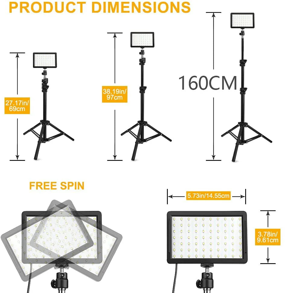 LED videolicht camera fotografie set – met statief & RGB-filters