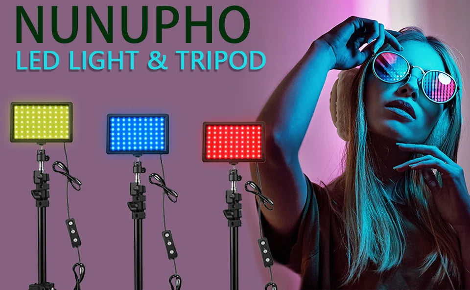 LED videolicht camera fotografie set – met statief & RGB-filters