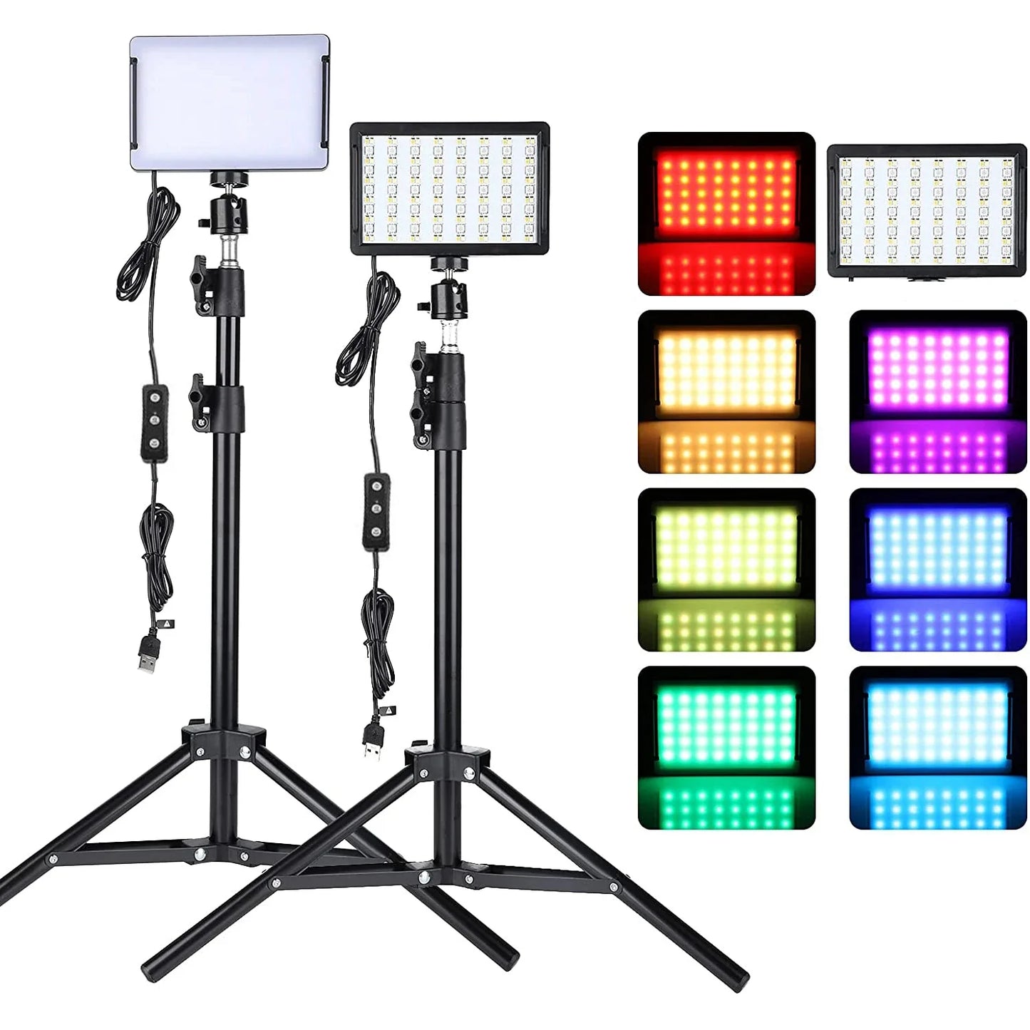 LED videolicht camera fotografie set – met statief & RGB-filters