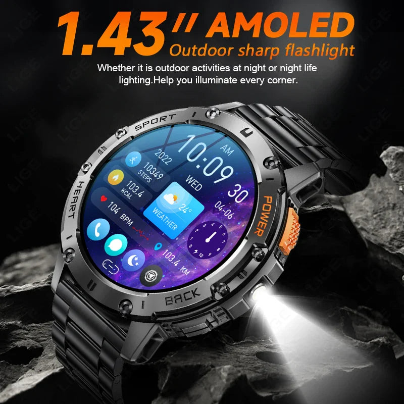 AMOLED slimme horloge – waterdichte fitness tracker met Bluetooth bellen