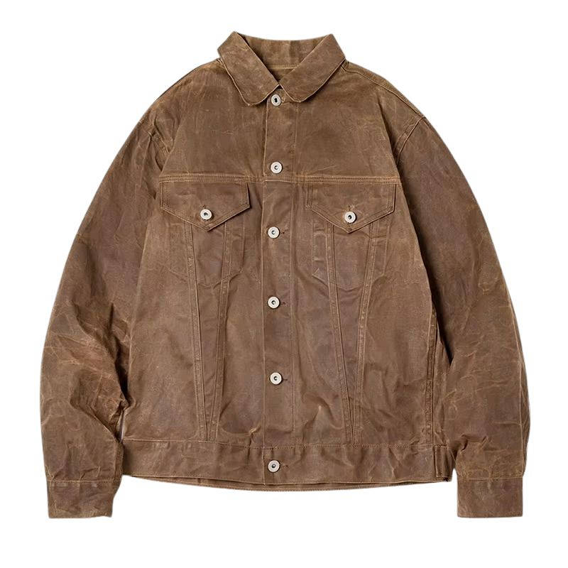 Men's Vintage Brown Waxed Cotton Jacket