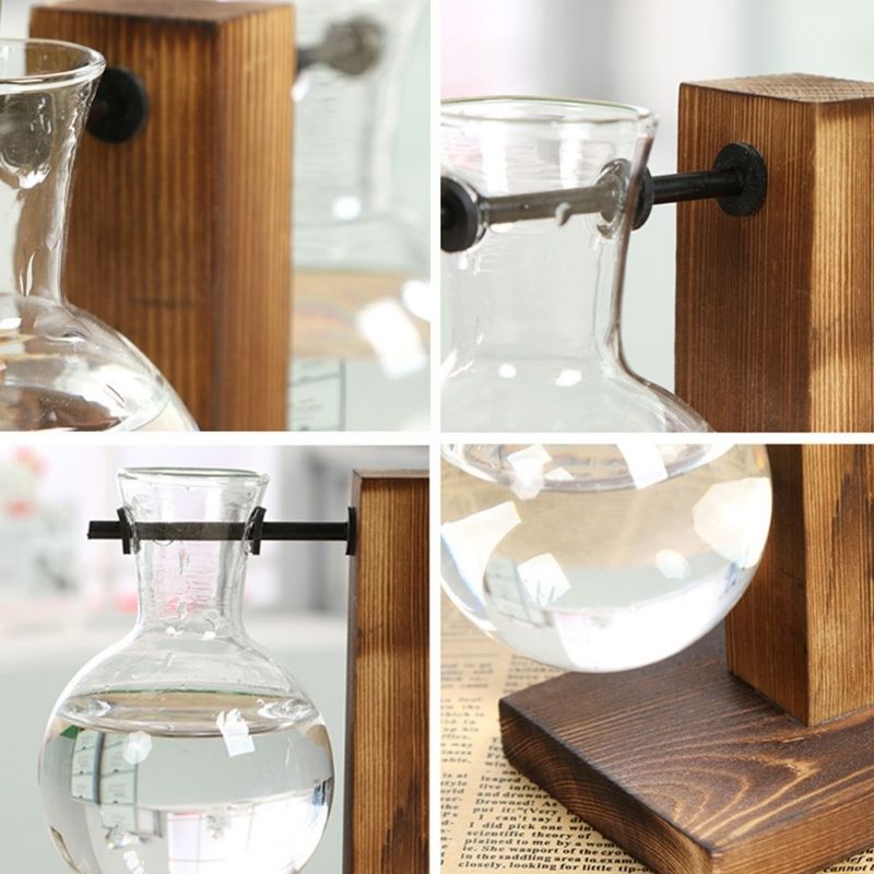 Wooden Frame Hydroponic Plant Vase