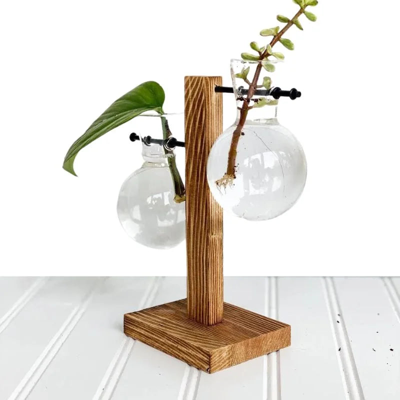 Wooden Frame Hydroponic Plant Vase