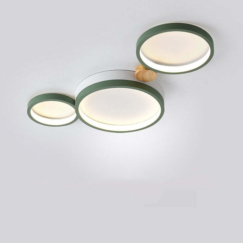 Ronde Opbouw Plafondlamp Wit Grijs Groen Slaapkamer