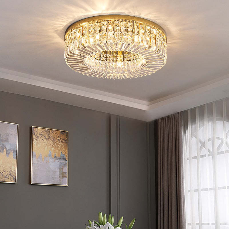 Luxe kristallen plafondlamp met metalen/kristallen afwerking