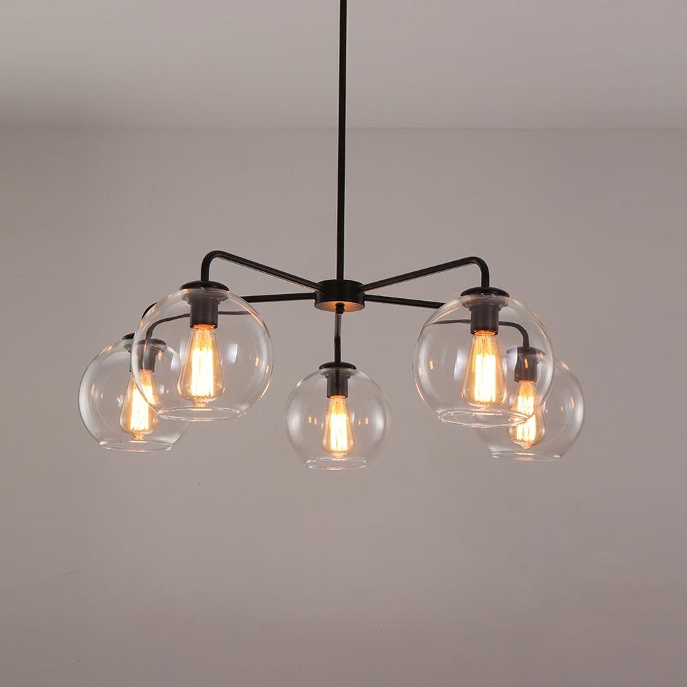 Moderne 5-licht handgeblazen glazen bol kroonluchter