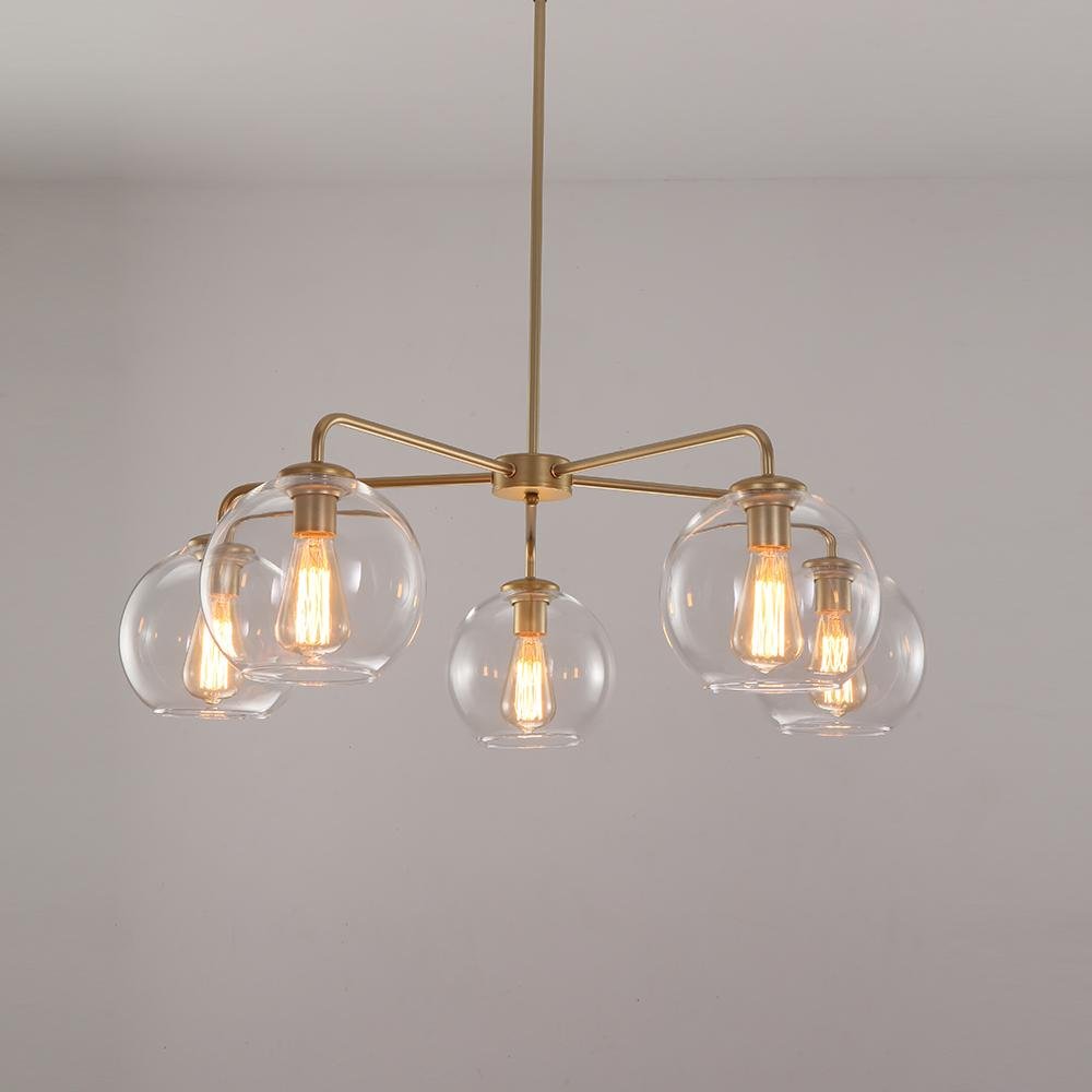 Moderne 5-licht handgeblazen glazen bol kroonluchter