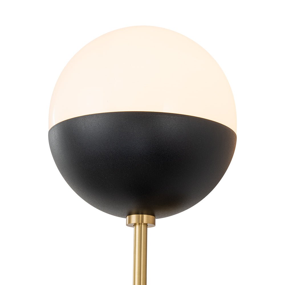 Retro mid-eeuws 2-licht opaal glas bol lineaire wandlamp