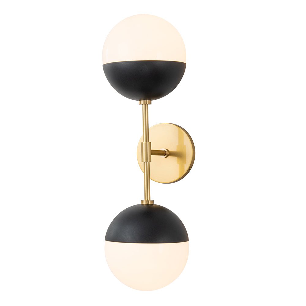 Retro mid-eeuws 2-licht opaal glas bol lineaire wandlamp