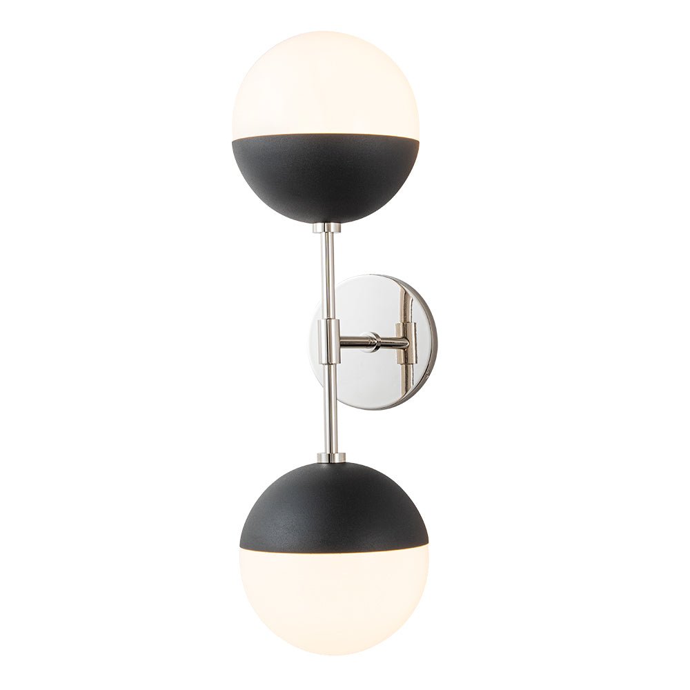 Retro mid-eeuws 2-licht opaal glas bol lineaire wandlamp