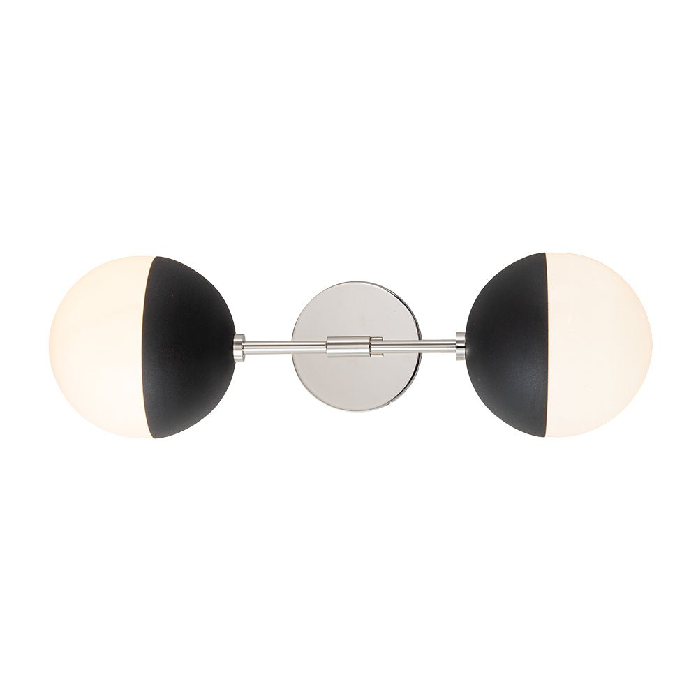 Retro mid-eeuws 2-licht opaal glas bol lineaire wandlamp