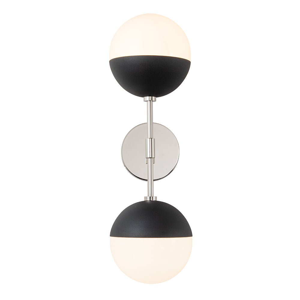 Retro mid-eeuws 2-licht opaal glas bol lineaire wandlamp