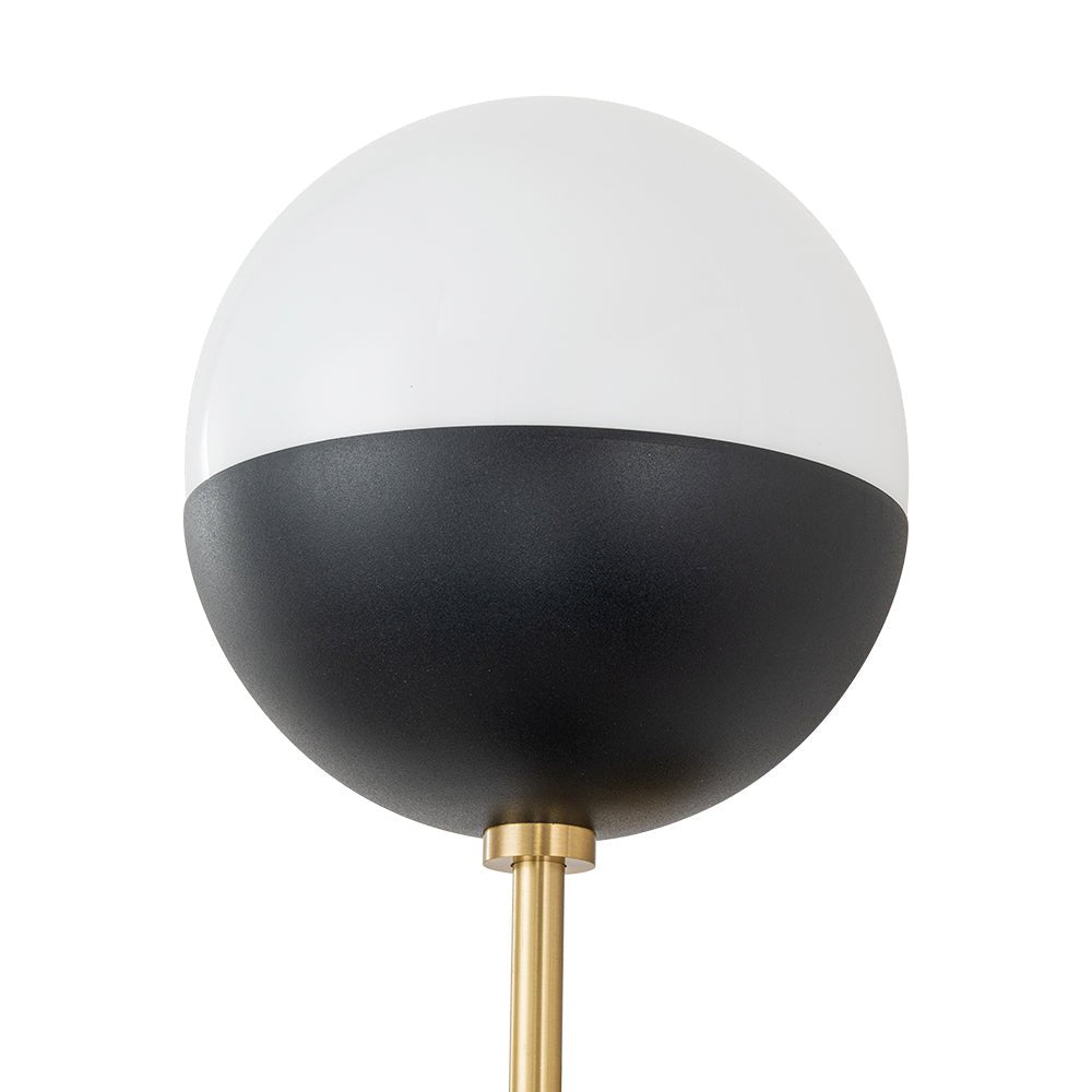 Retro mid-eeuws 2-licht opaal glas bol lineaire wandlamp