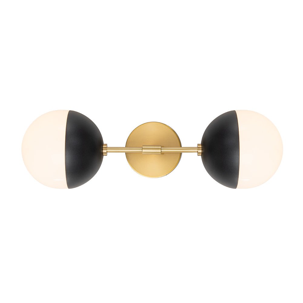 Retro mid-eeuws 2-licht opaal glas bol lineaire wandlamp