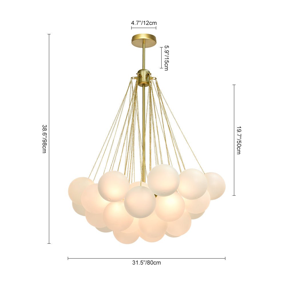 Hedendaagse 3-licht cluster glazen bol mat bubbel kroonluchter