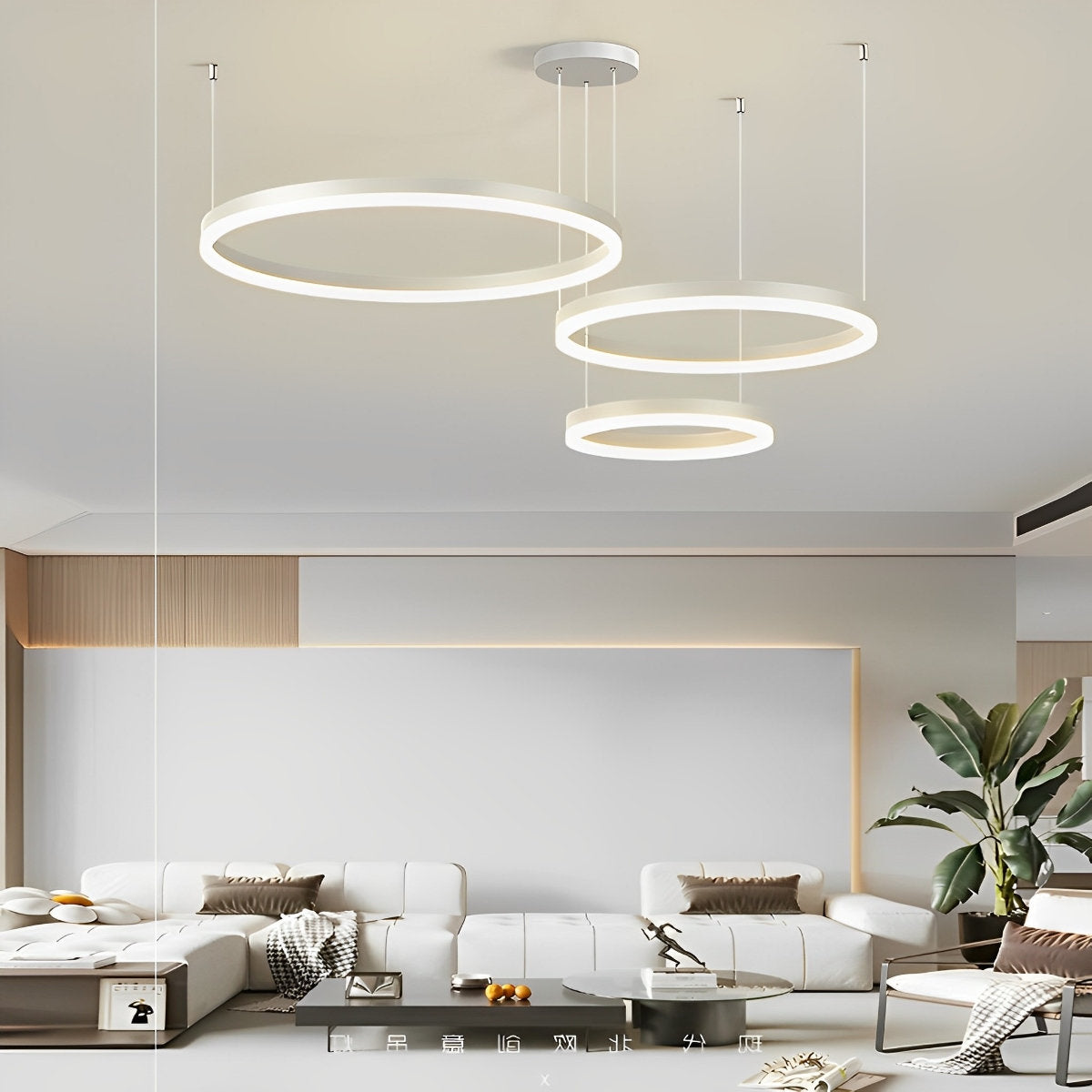 Runde Metallringe Kreative LED 3-Stufen-Dimmung Weiße Moderne Pendelleuchten
