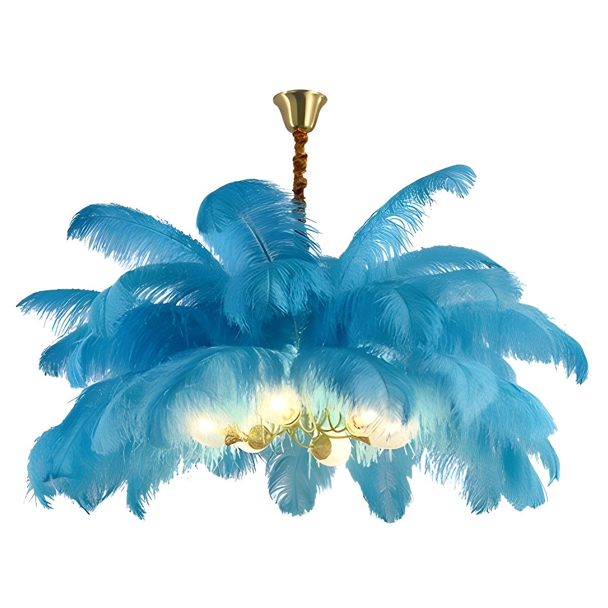 Creative Feathers koperen kroonluchter plafondlamp met vlakke montage