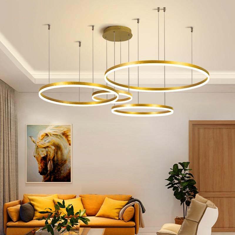 Moderne hanglamp Tir-Circle zwart/goud/koffie metaal