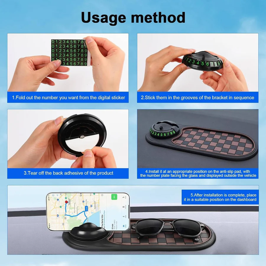 Universele autotelefoonhouder met antislip dashboardmat