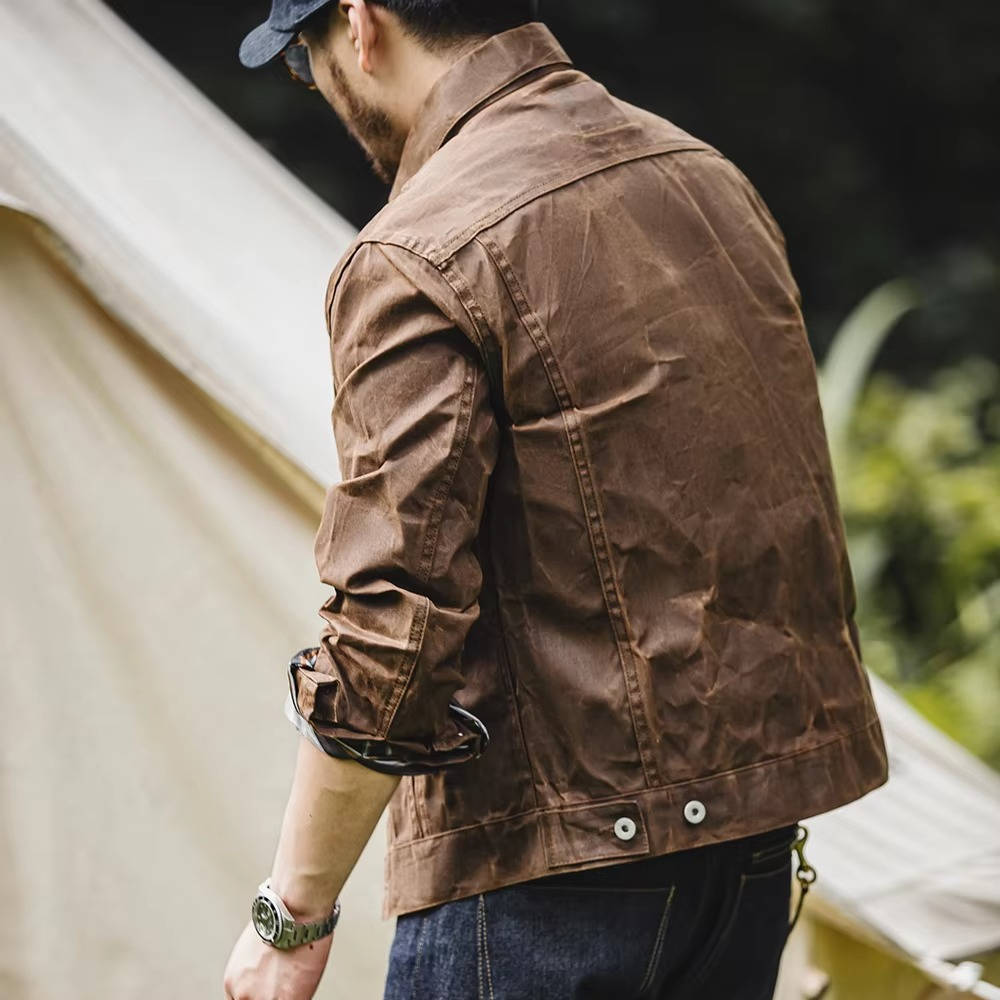 Men's Vintage Brown Waxed Cotton Jacket