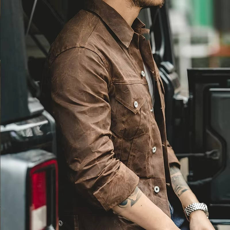 Men's Vintage Brown Waxed Cotton Jacket