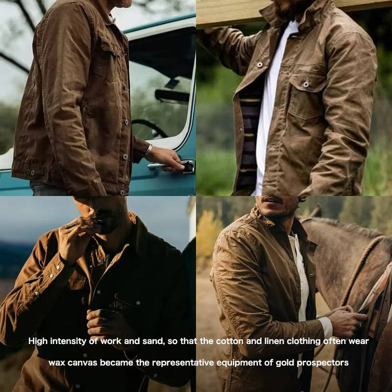 Men's Vintage Brown Waxed Cotton Jacket