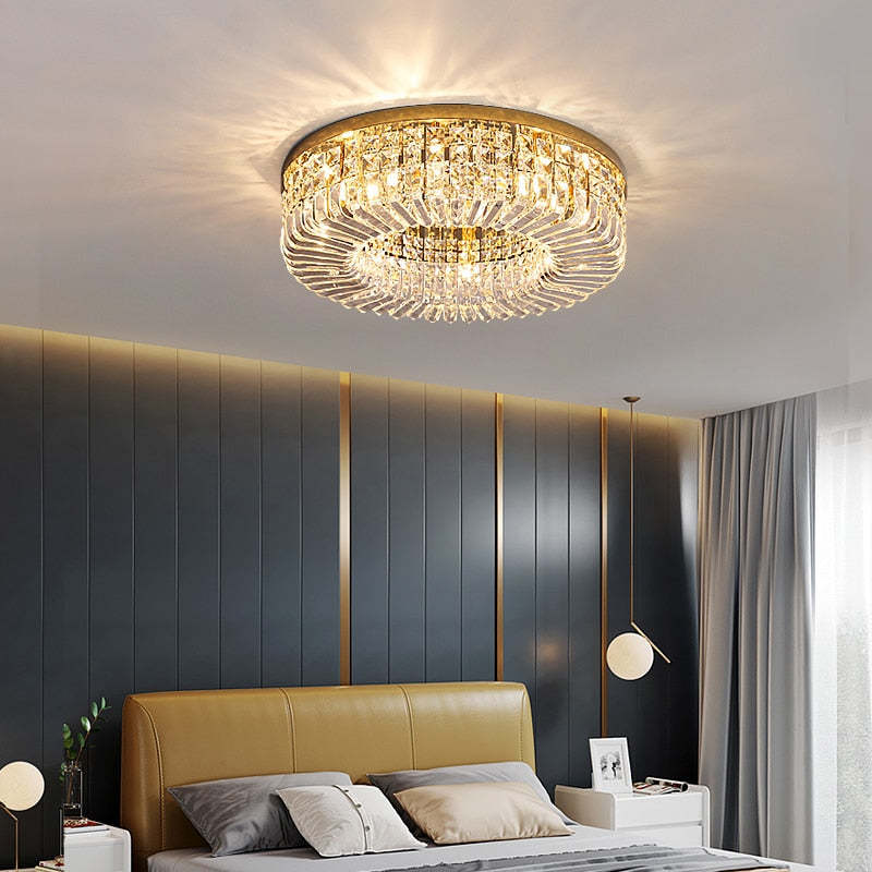 Luxe kristallen plafondlamp met metalen/kristallen afwerking
