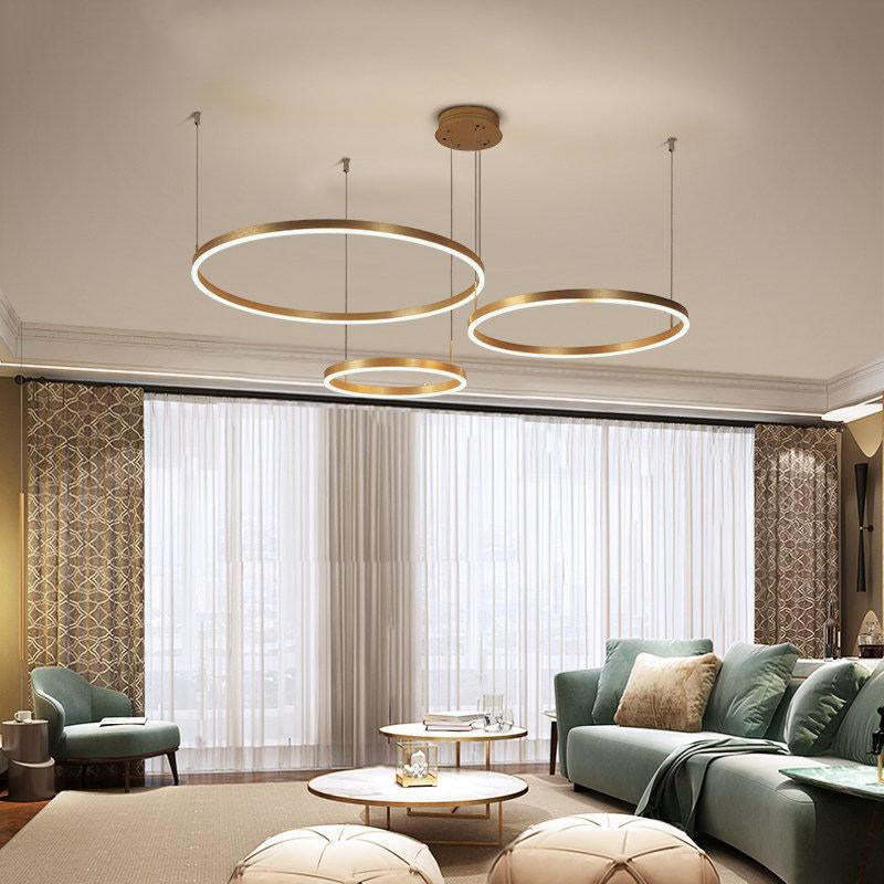 Moderne hanglamp Tir-Circle zwart/goud/koffie metaal
