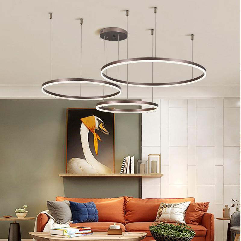 Moderne hanglamp Tir-Circle zwart/goud/koffie metaal