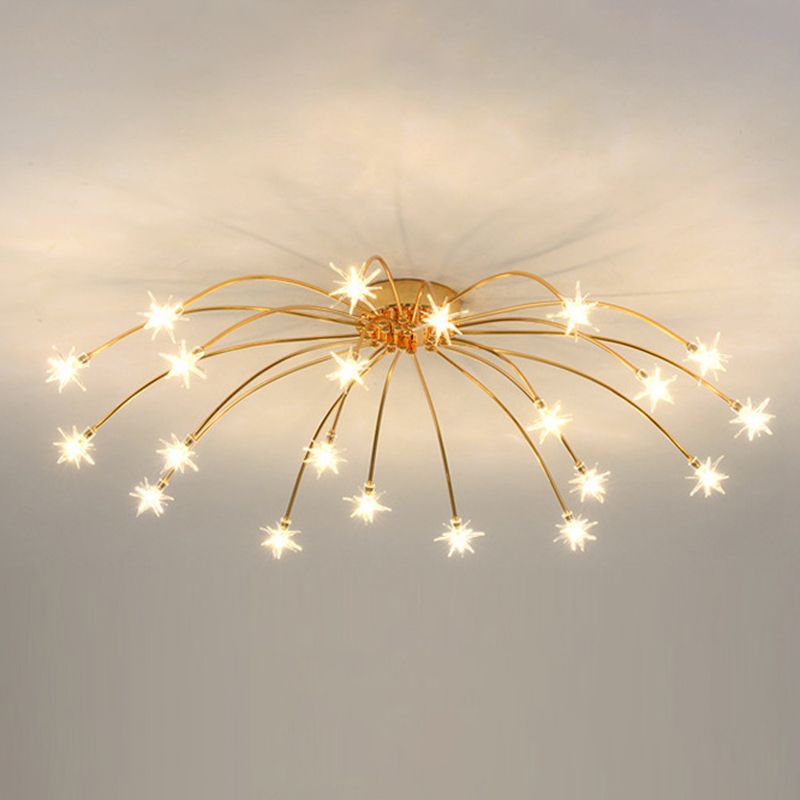 Art Deco Sterrenhemel Metaal/Glas Opbouw Plafondlamp Zwart/Goud/Chroom
