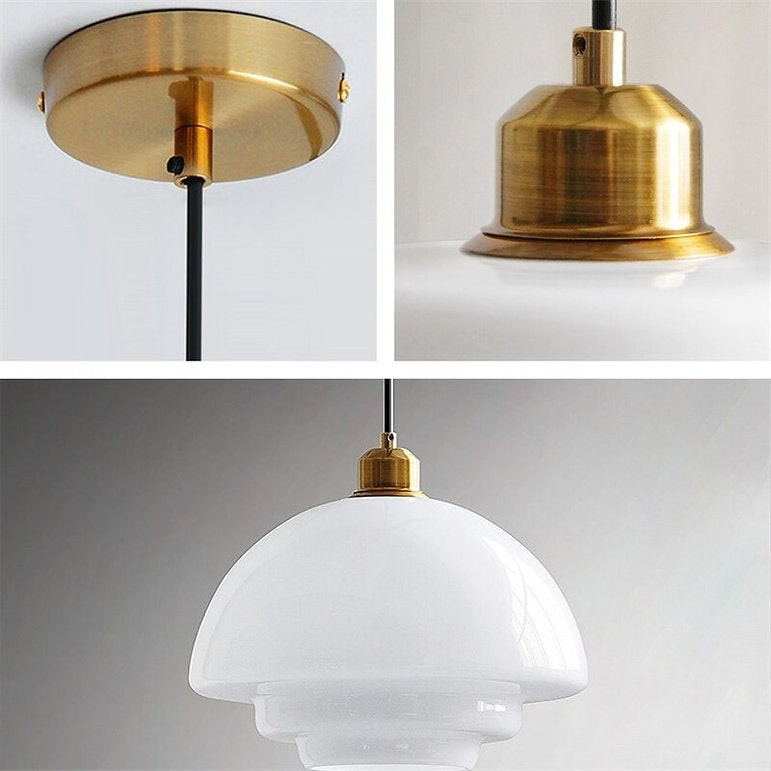 Mid Century Art melk wit glazen hanglamp