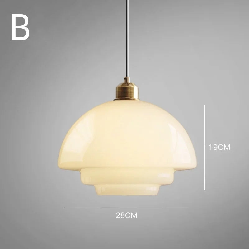 Mid Century Art melk wit glazen hanglamp