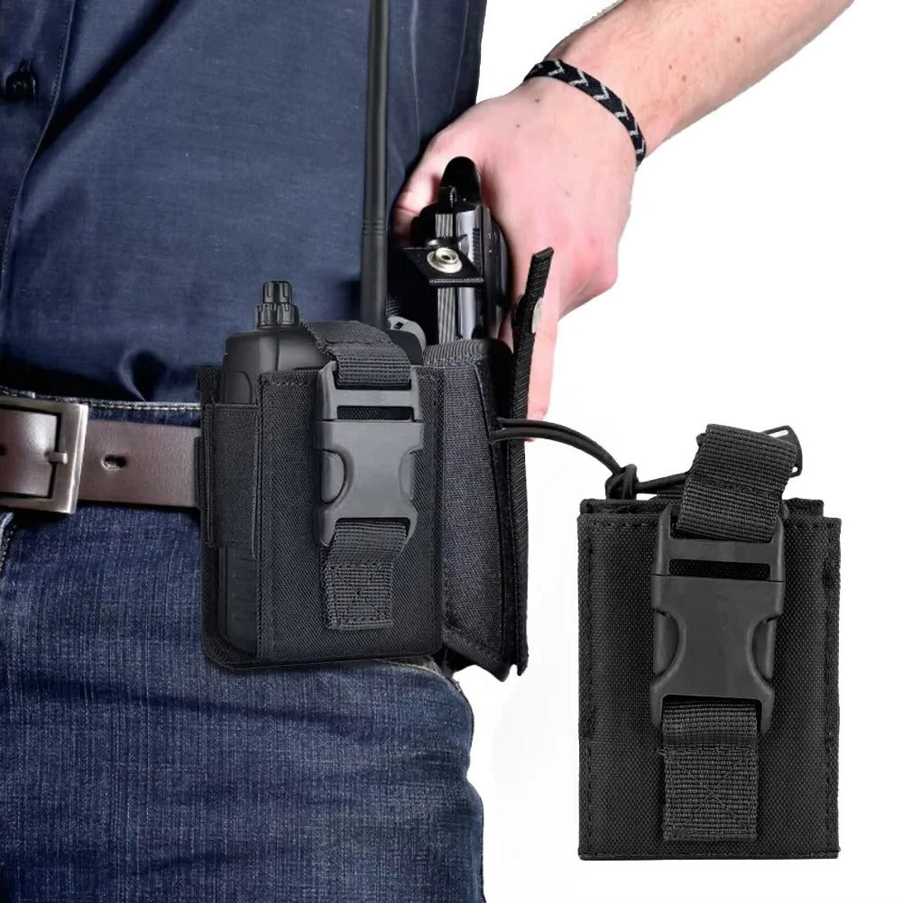 Durable 600D MOLLE Radio Holder Tactical Waist Carry Walkie Talkie Pouch
